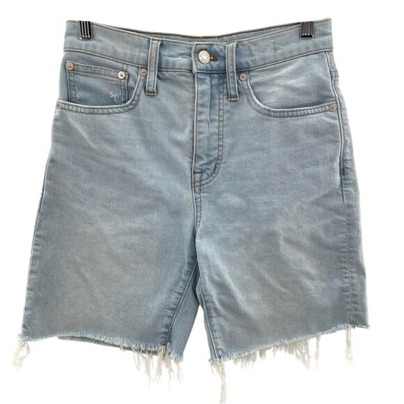 Madewell High Rise Denim Mid Length Shorts Light Wash Size 24 Modest Bermuda - Picture 2 of 12